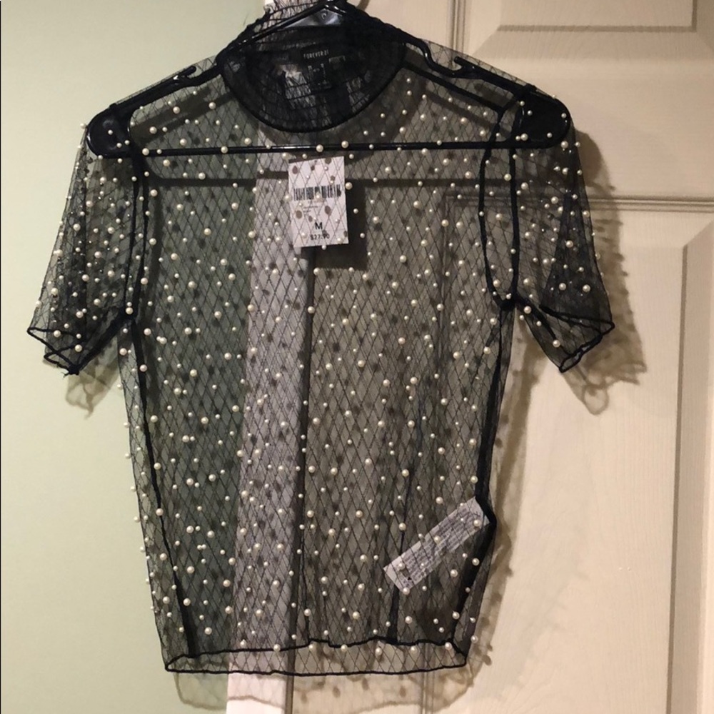 Sheer pearl shirt